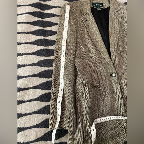 VTG Lauren Ralph Lauren Silk Herringbone Blazer Equestrian Buttons Size 6 - Picture 8 of 16